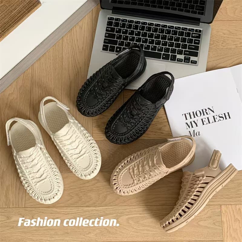 Women's Summer New Style Faux Handwoven Hole Shoes Outdoor Fashion Trendy Cross-Border Multi-Color Sandals