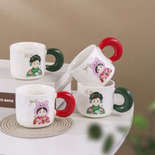 Festive couple's cup, wedding souvenir gift, ceramic mug, high-end mug, creative coffee cup, engagement water cup