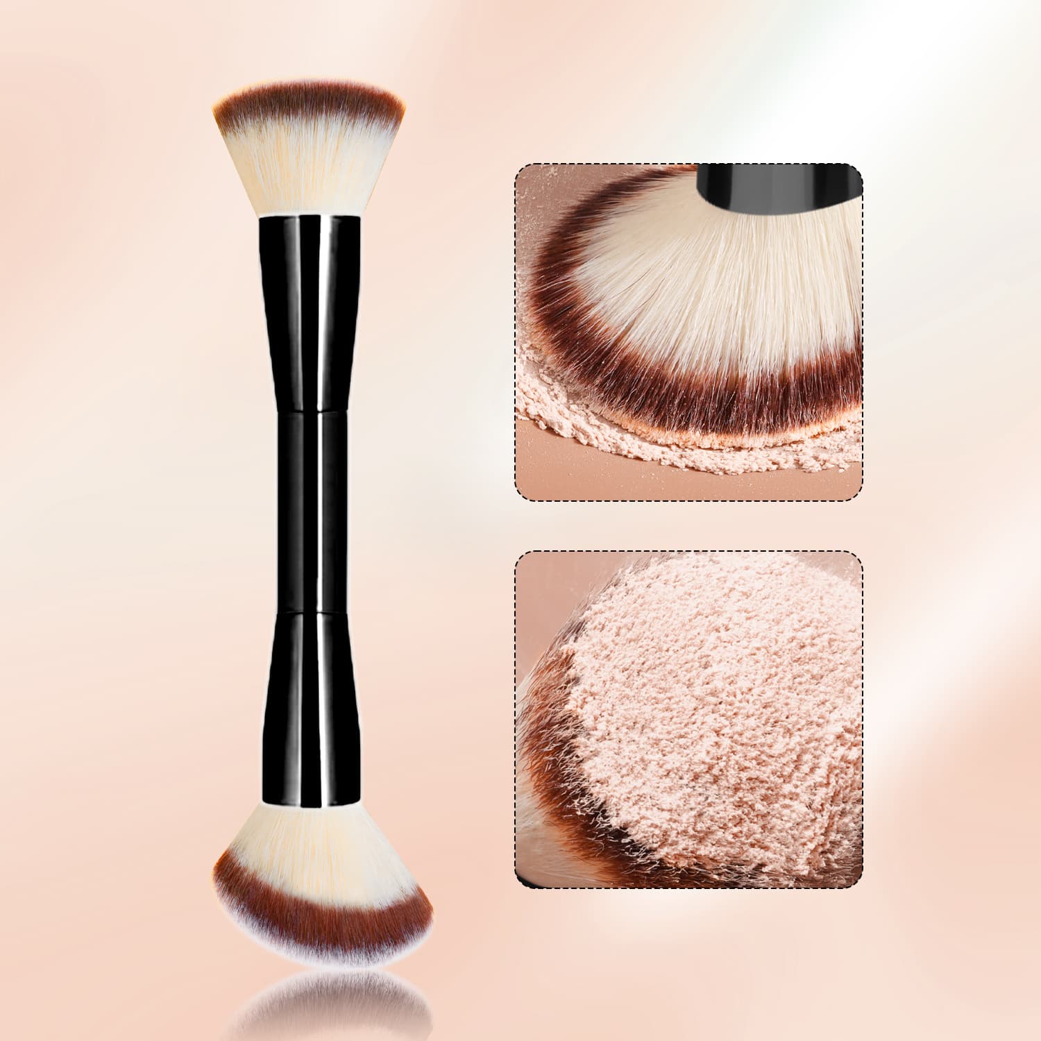 Single double-ended loose powder highlighter blush brush, contour blending brush, multi-functional and comprehensive professional makeup brush