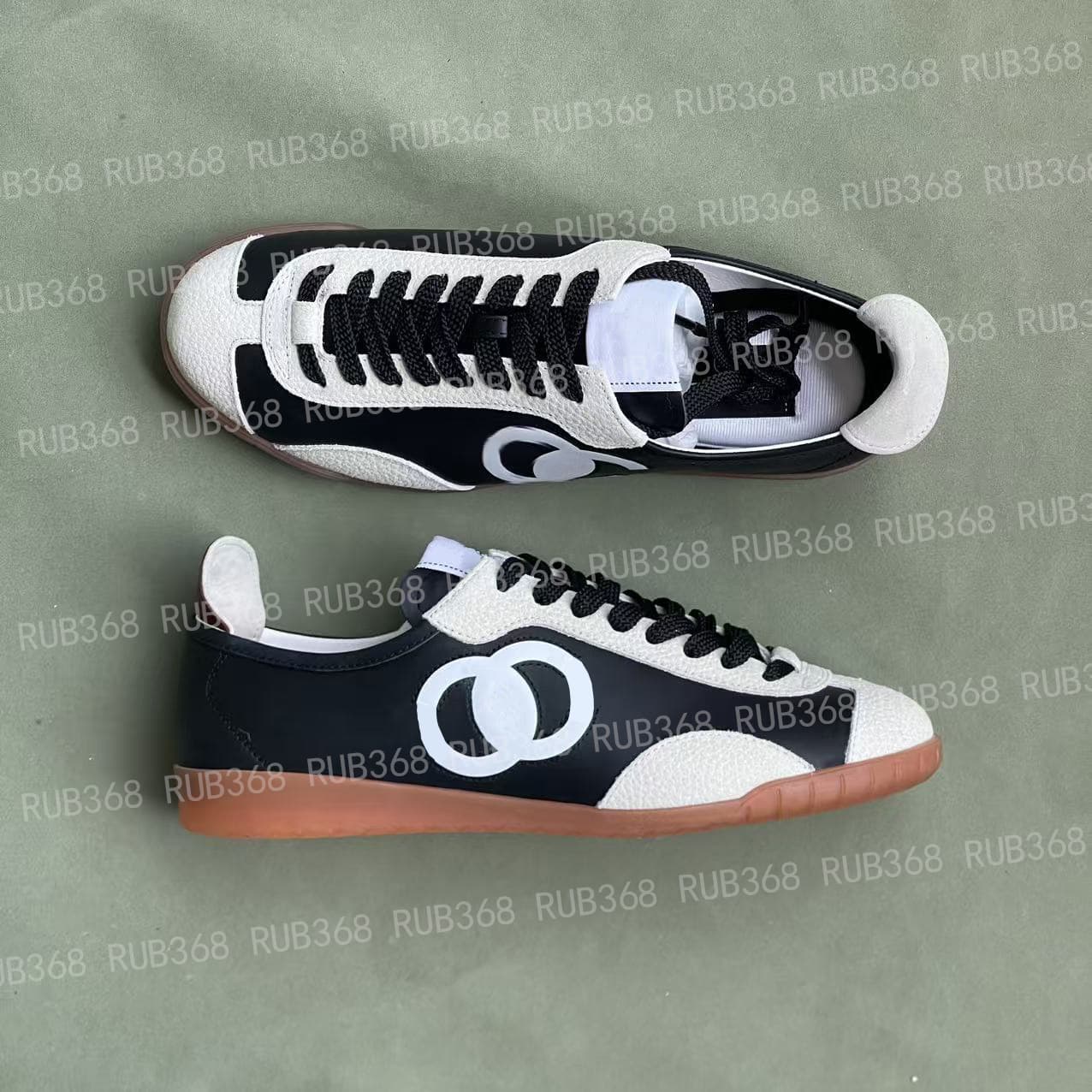 Chanel-style black and white panda color-block lace-up thin-sole board shoes, sports casual German training women's shoes, T-toe flat round toe