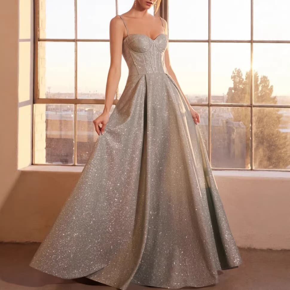 2026 New European and American Women's Amazon Long Dress Strapless Sleeveless Gold Splash Sexy Flared Party Gown