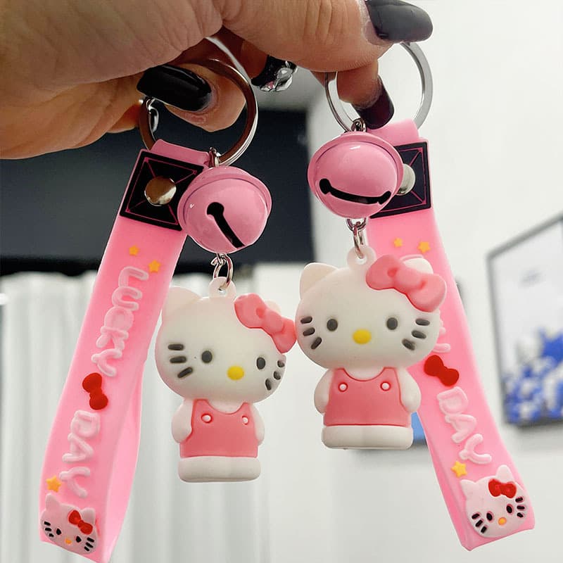 Cartoon PVC Stereo KT Cat Stitch Keychain Pendant for Women Couple Car Keychain Pendant Event Gift