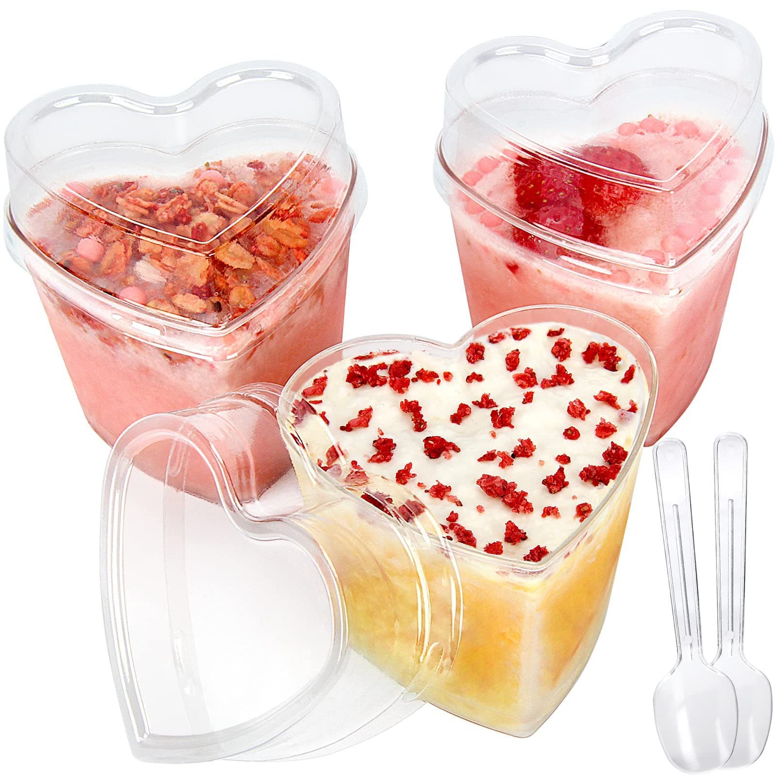 150ML Heart-Shaped Mousse Cup Jelly Cup Tiramisu Pudding Cup Disposable Transparent Plastic Sawdust Cup