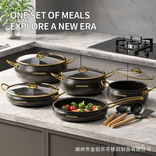 Stainless Steel Cookware 12-Piece Set, 304 Triple-Layer Steel Non-Stick Cookware Set, Includes Silicone Spatula and Spoon, Kitchen Set