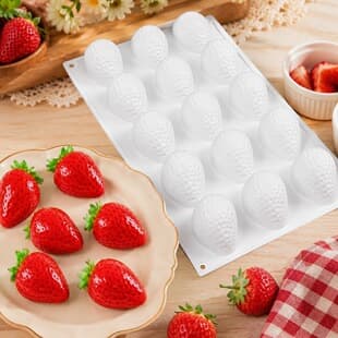 8-Cavity / 15-Cavity Strawberry Fruit Silicone Mousse Cake Mold French Simulated Fruit Dessert Chocolate Baking Mold
