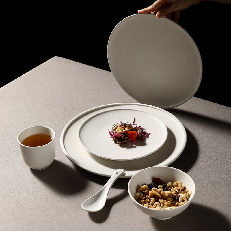 Nordic Style Ceramic Plate Bowl Set for Restaurant Hotel Home Use Rice Bowl Salad Plate Steak Plate Simple Modern Design