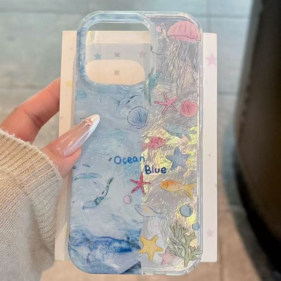 Ocean Shell Compatible with Apple 16 Pro Max Laser 17 Glacier Case 12 Premium Cross-border iPhone 13 Phone Case