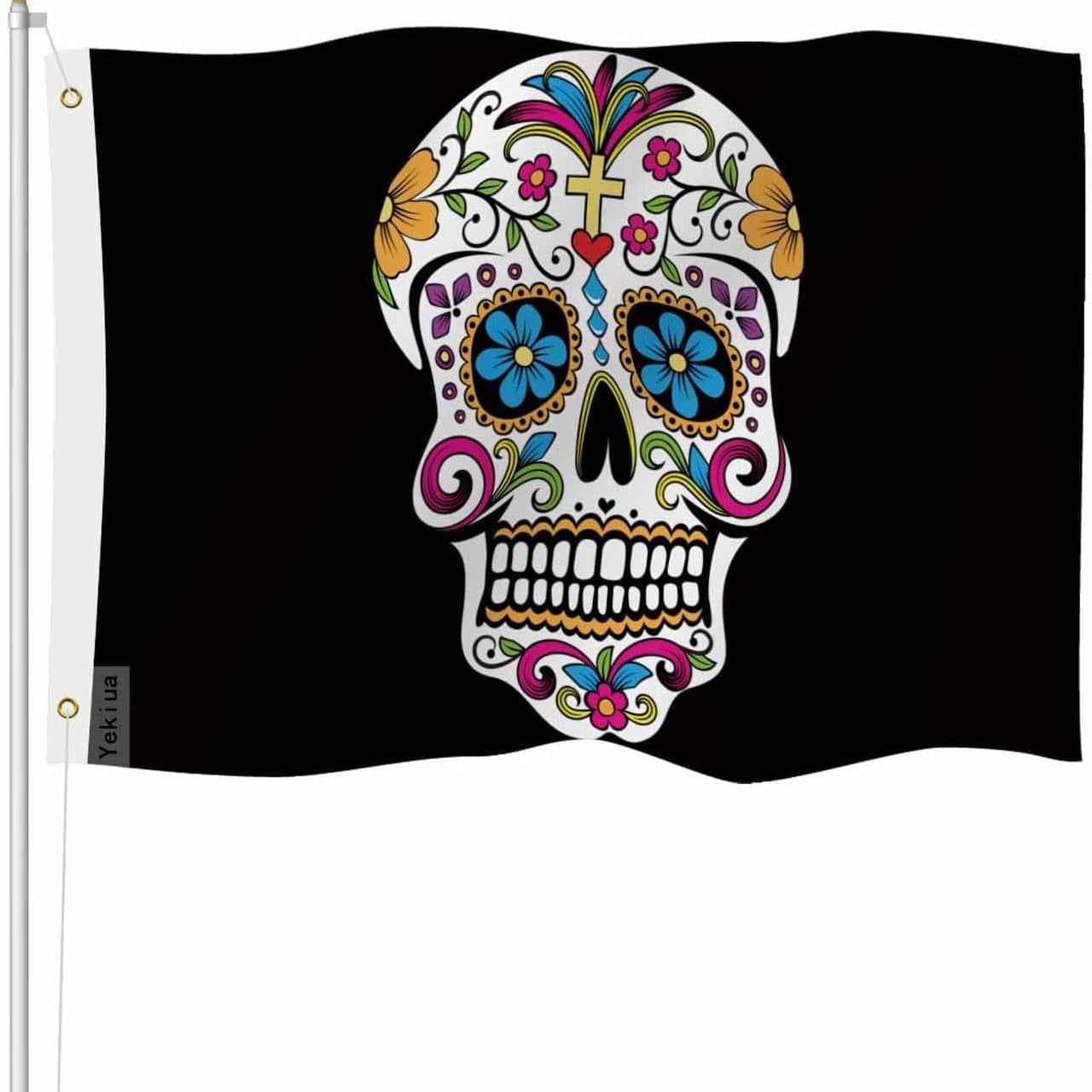 Amazon cross-border Mexican undead flag skull background cloth indoor and outdoor decoration flag
