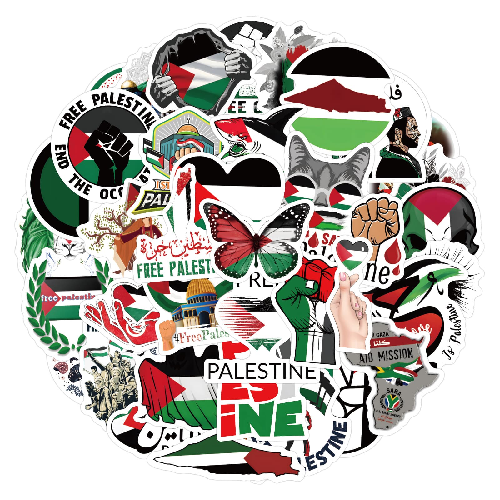 50-110 Cross-Border Aid Palestine New Graffiti Stickers DIY Decorative Cup Phone Stickers Wholesale