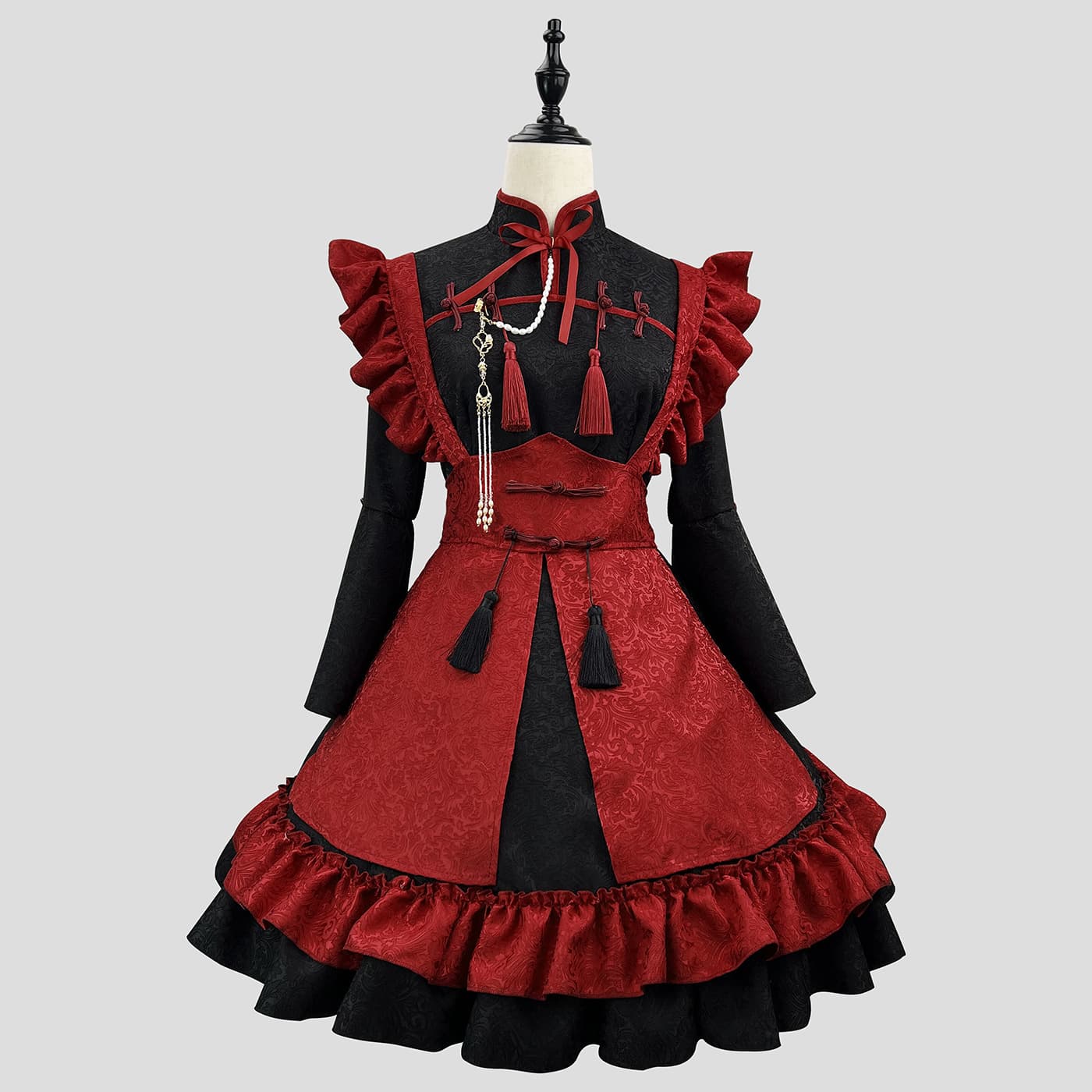Original New Style Chinese-style Embossed Jacquard LOLITA Dress Maid Outfit COSPLAY Maid Uniform Plus Size