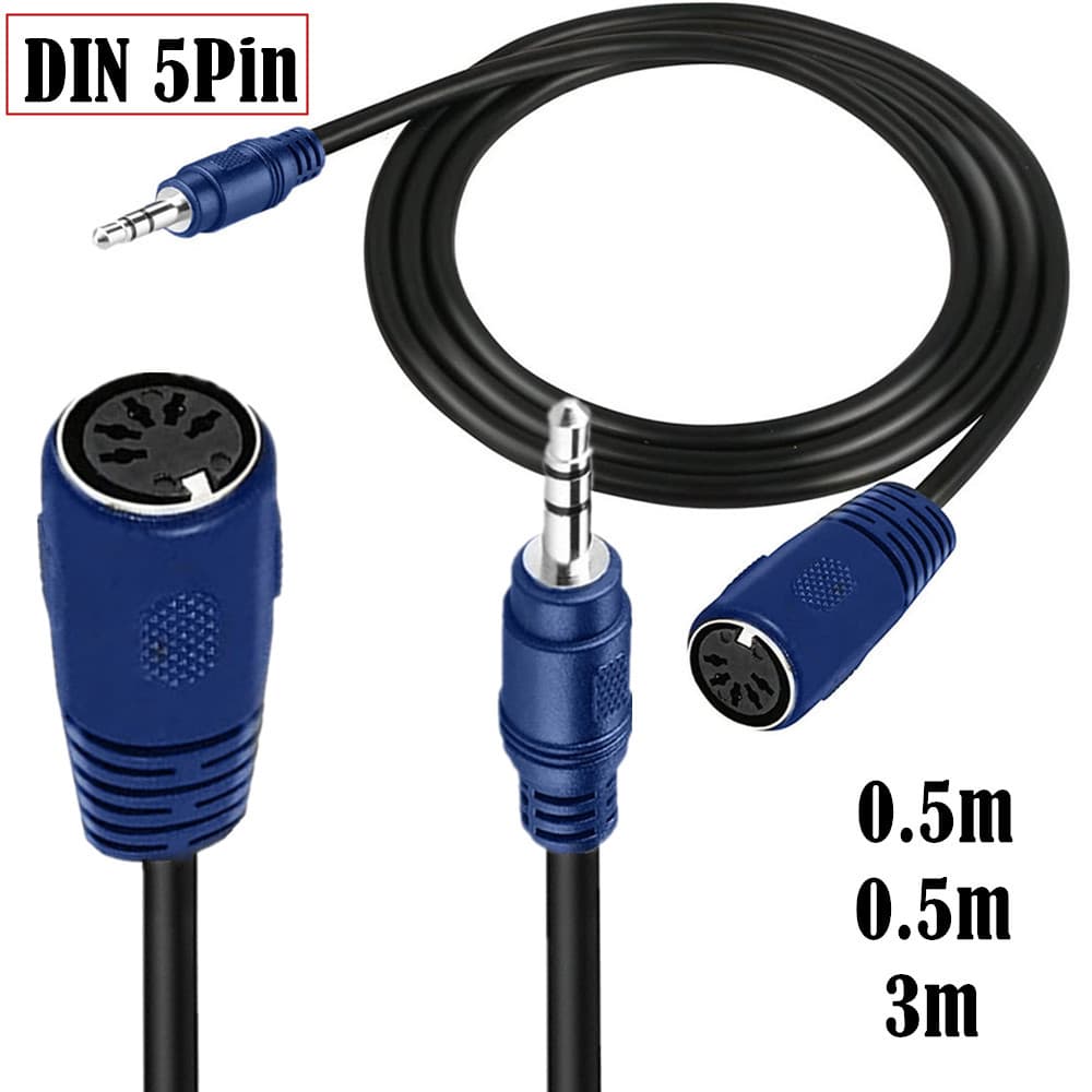MIDI Adapter Cable Audio MIDI DIN 5PIN Connection Cable 3.5mm Male to DIN 5P Female Audio Plug