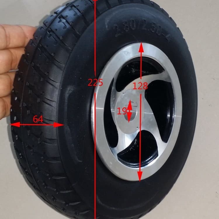 Electric mobility scooter for the elderly with micro-hole solid elastic tires, puncture-proof and explosion-proof 2.80/2.50-4 with aluminum wheels