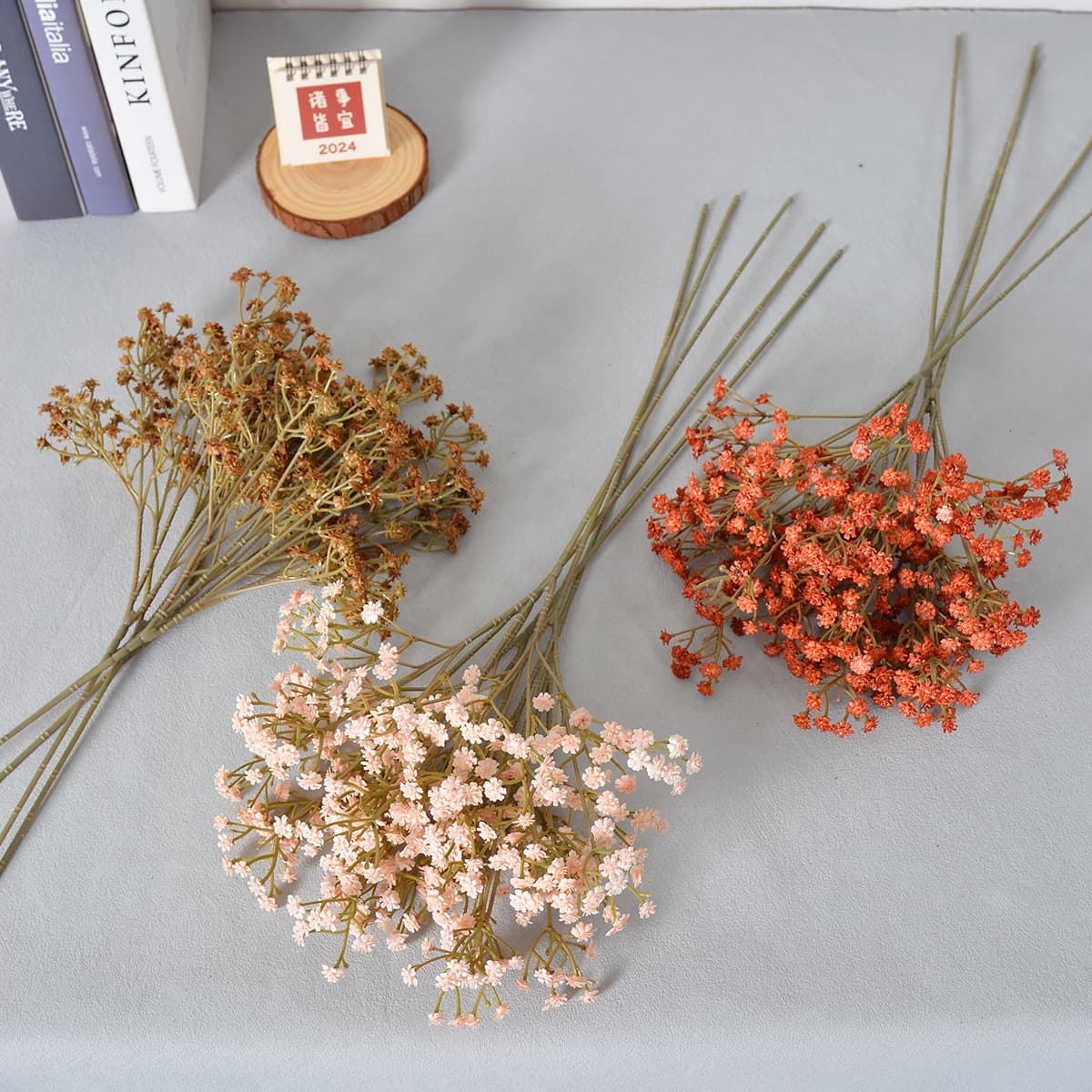 Vintage Autumn Color Simulation Baby's Breath Flower Arrangement for Home Decoration, Wedding Artificial Flowers, Photography Props, Forest Style