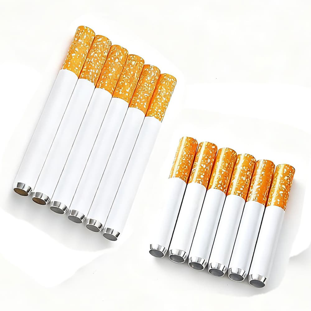 Cross-border aluminum alloy 55mm78mm cigarette shape pipe round snuff pipe snuff pipe