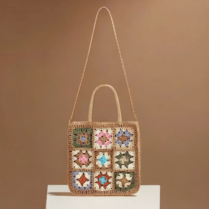 Wholesale Bohemian Woven Bag Handbag Shoulder Bag Handmade Crochet Patchwork Crossbody Bag Straw Bag Versatile