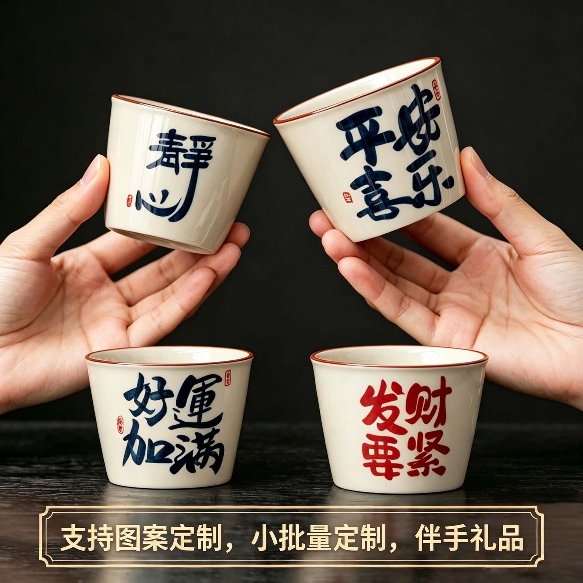 Ceramic Master Cup Kung Fu Tea Cup Household Tea Cup Dragon Boat Festival Business Souvenir Gift Customized Logo Wholesale