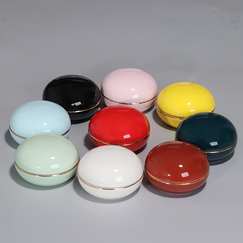 Ceramic Compact Case for Rouge, Ink Pad, Face Powder, Cream, Balm, Twist Lid Sealed Jar, Jewelry Storage Box