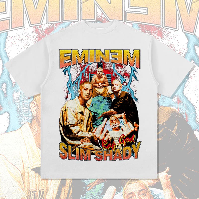 Rap Hip-Hop EMINEM Loose Small Collar Long Sleeve Digital Direct Print T-Shirt High Street Fashion Casual Versatile
