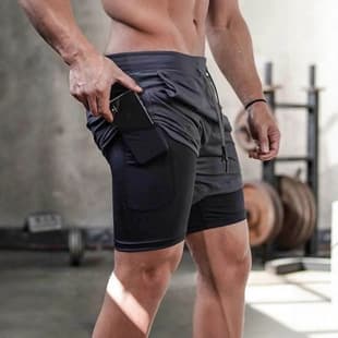 Cross-Border Summer Sports Shorts Men's Double Layer Quick-Dry Breathable Squat Jogging Casual Pants Basketball 5-Inch Shorts