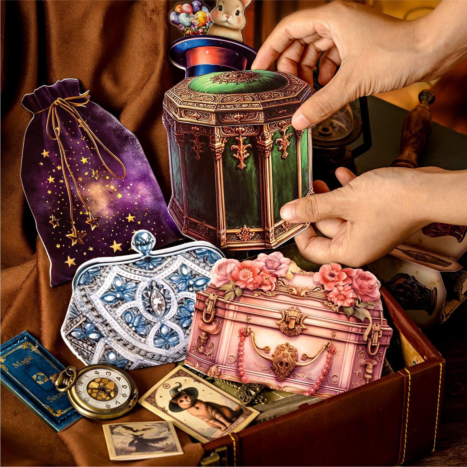 Momo Double Pack Retro Material Pack Pandora’s Box Series Retro Handbook Decorative Landscaping Material Pack