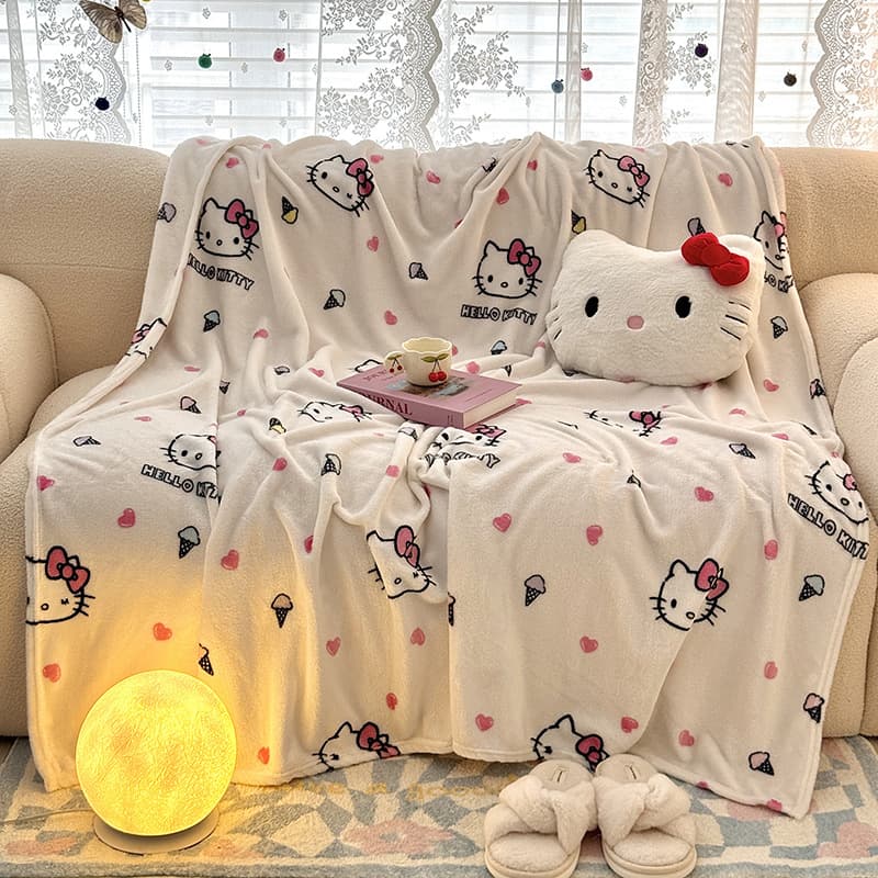 Foreign trade cartoon Sanrio single-layer milk fleece thickened blanket, air-conditioner blanket, office nap blanket, cross-border wholesale throw