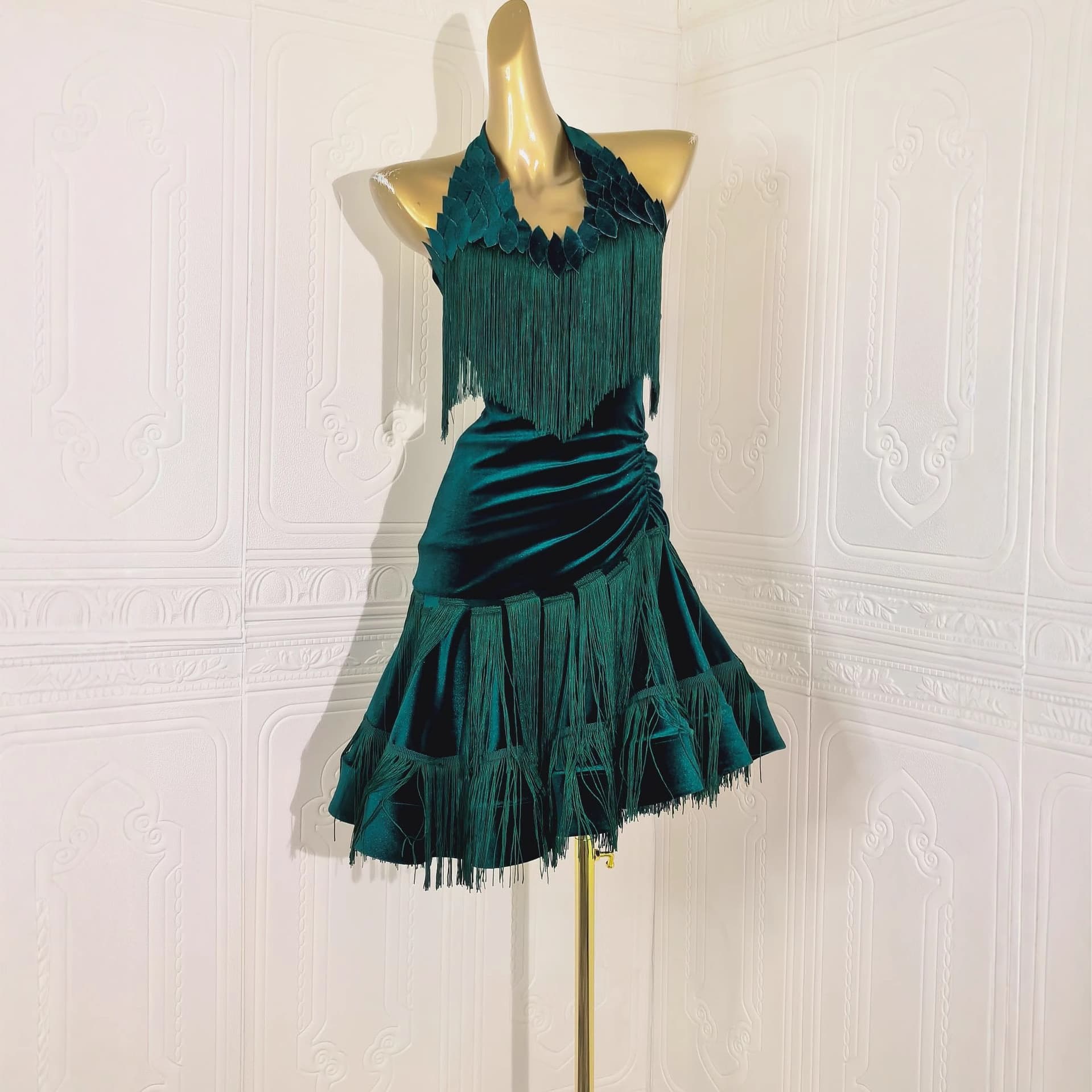 New Performance Competition Wear Training Performance Latin Dance Costume Sequin Fringe Dress Set Factory Wholesale