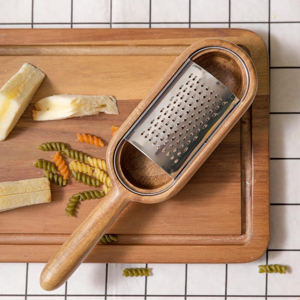 Wooden Cheese Grater with Handle Kitchen Grater Shredder Detachable Blade Handheld Kitchen Grater