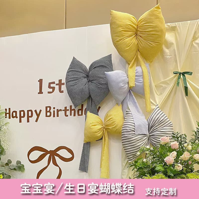 Ins Bowknot Birthday Party Decoration, Korean Baby Shower Background Bow Photo Prop