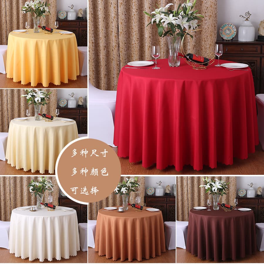 Red Wedding Tablecloth Round Dinner Table Cover Festive Home Decoration Pure Color Table Mat Modern Simple Polyester Tablecloth