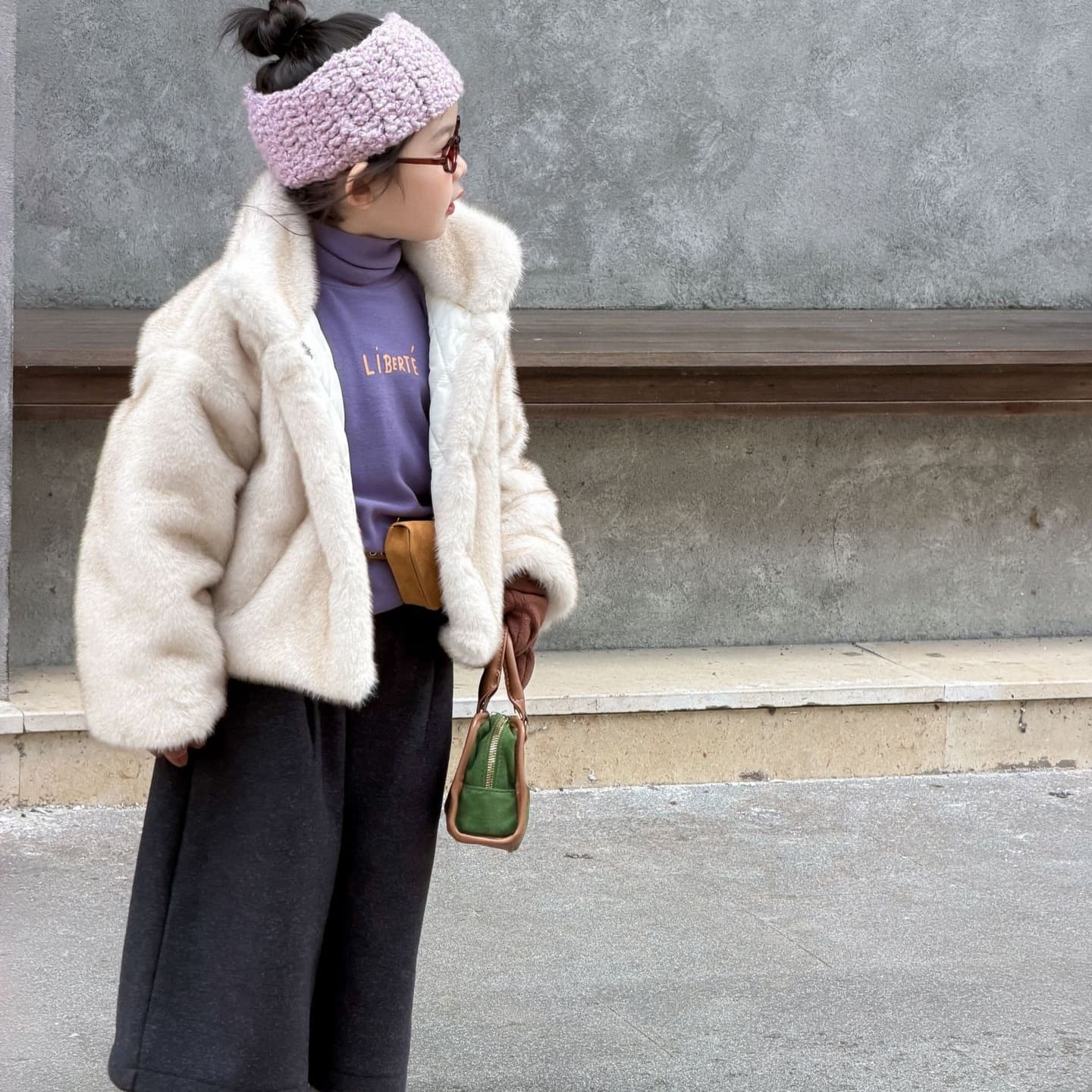 2025 Winter New Children's Clothing, Korean Style, Girls' Quilted Faux Fur Coat, New Year's Sweater