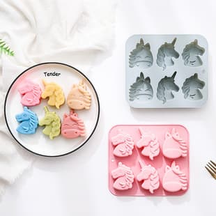 In Stock 6-Cavity 3 Different Unicorn Shape Silicone Mold for Cake Chocolate Soap Ice Cube