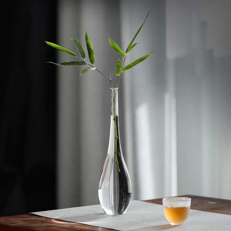 Transparent glass vase, Zen-inspired crystal flower container, hydroponic flower arrangement, jade purification bottle, nectar Guanyin bottle