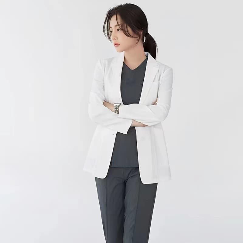 Premium Keniku White Lab Coat for Beauty Salon, Spa, Dental, Plastic Surgery, and Doctor Uniform (Short/Long Sleeve, Summer)
