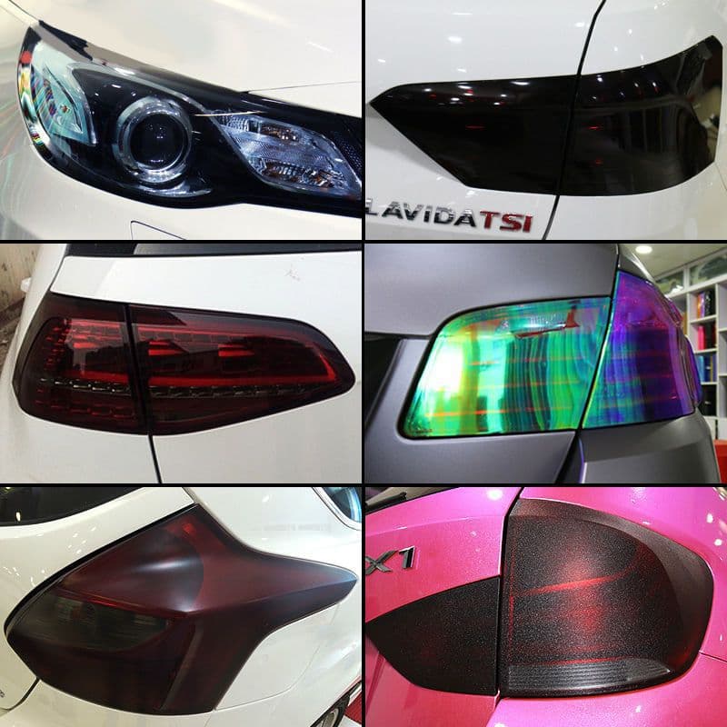 30*100 Car Headlight Film Glossy Transparent Light Film Matte Smoked Taillight Fog Light Color Change Protective Film 15 Colors