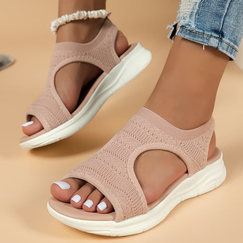 Open-toe fashion sandals with sleeve design, low heel women's shoes, plus size sports sandals from factory source