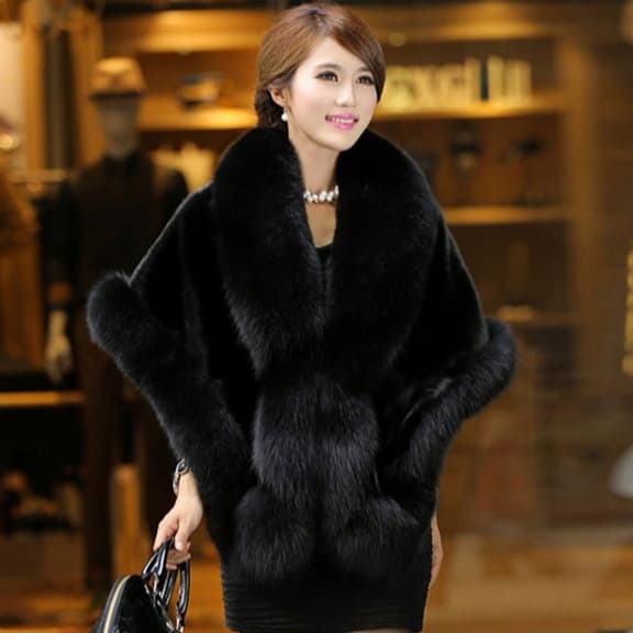 Haining faux fur coat women's mid-length imitation mink fur 2026 new Korean version imitation fox fur collar shawl