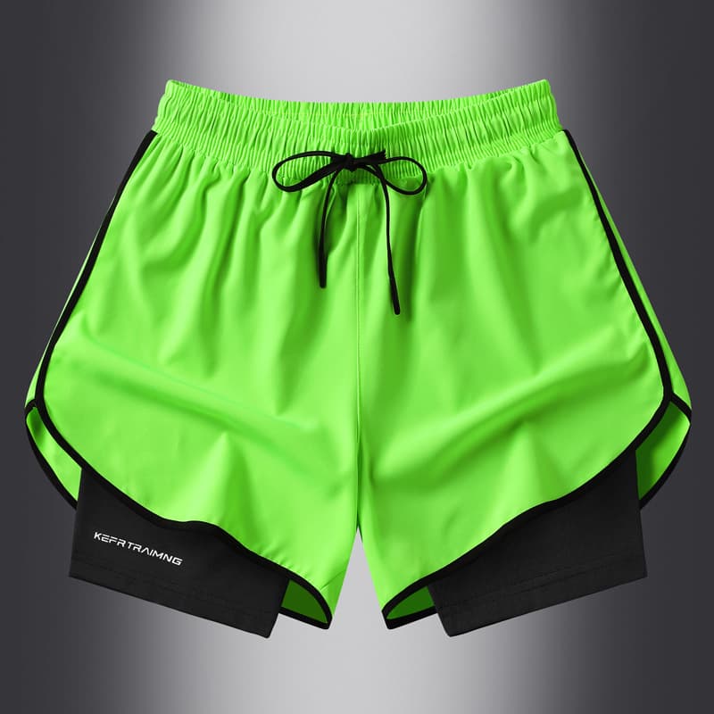 Sports Shorts Men's American Fitness Running Pants Lined with Fake Two-piece Training Anti-walking Three-point Basketball Casual Shorts