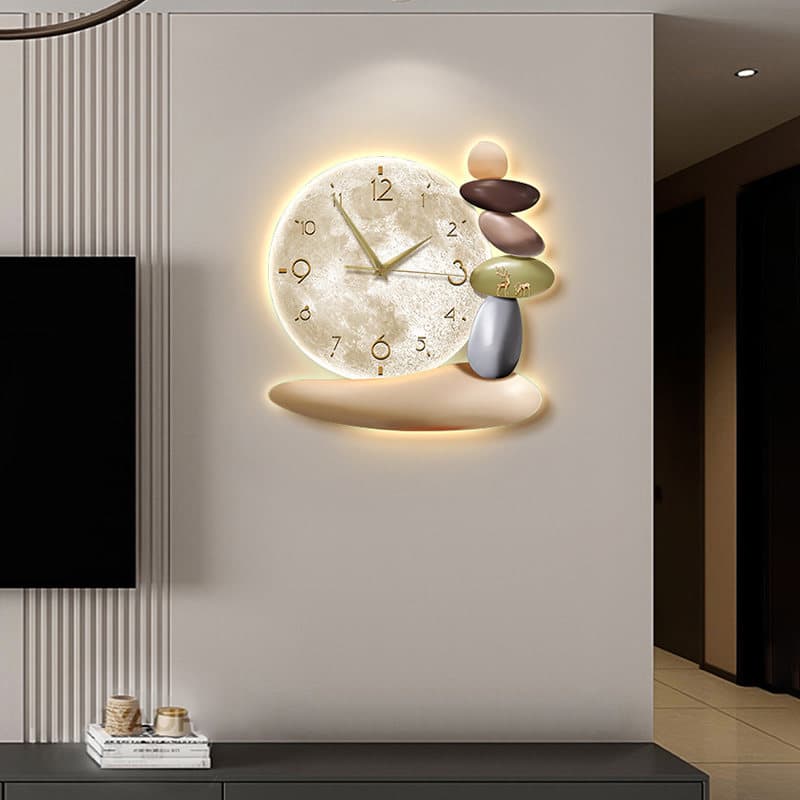 Stone Fortune Clock Wall Clock Living Room Creative New Model TV Background Wall Decoration Home Silent Clock Wall Watch