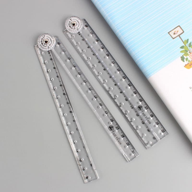 Muji style creative acrylic transparent folding ruler simple scale plastic ruler drawing ruler