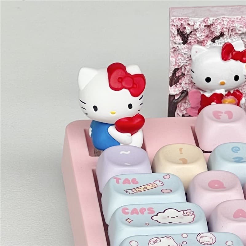 New KT Hello Kitty High-Quality Resin Thick Keyboard Sticker Cute Cartoon Mechanical Keycap Keycap