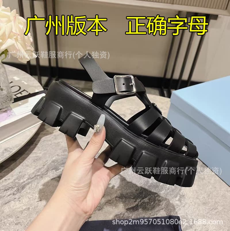 p thick-soled sandals for women summer 2025 new hollow thick heel triangle logo gear thick-soled sandals for women platform shoes