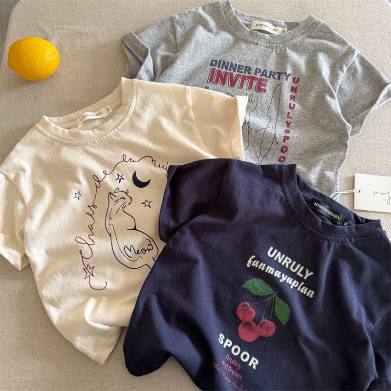 Korean version of children's short-sleeved T-shirt, letter T, boys' summer thin top, Korean style children's half-sleeved bottoming shirt