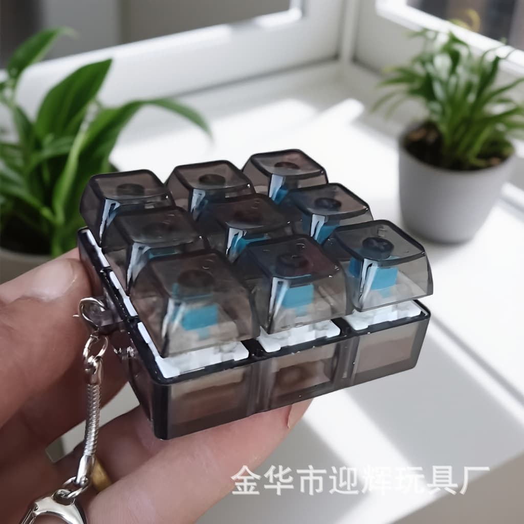 Nine-Key Mechanical Keyboard Tester, Stress Relief Toy Keychain Pendant, Fingertip Press and Pinch Tetris