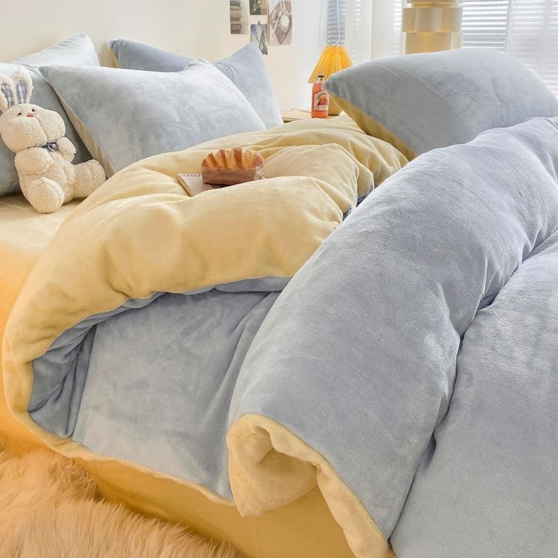 Coral Fleece Single Duvet Cover Thick Winter Milk Fleece Duvet Cover Flannel Plush Single Student Dormitory Fuzzy Set