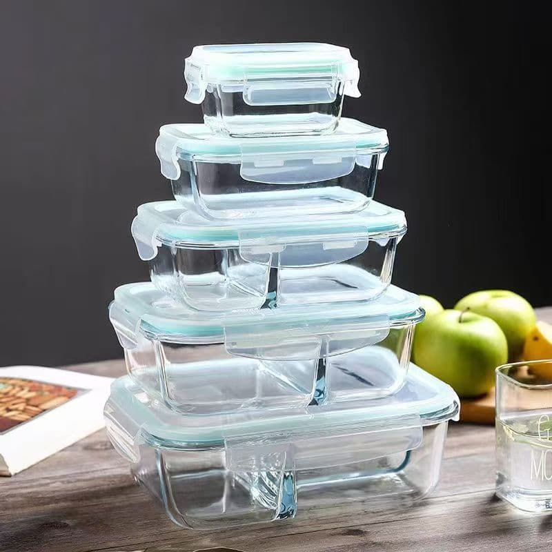 Heat Resistant Glass Lunch Box High Borosilicate Material Microwave Oven Safe Sealed Food Grade Preservation Container for Adults