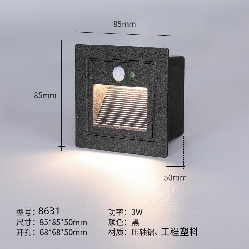 Cross-border LED Recessed Floor Light Corner Light Outdoor Waterproof Motion Sensor Step Walkway Stair Light