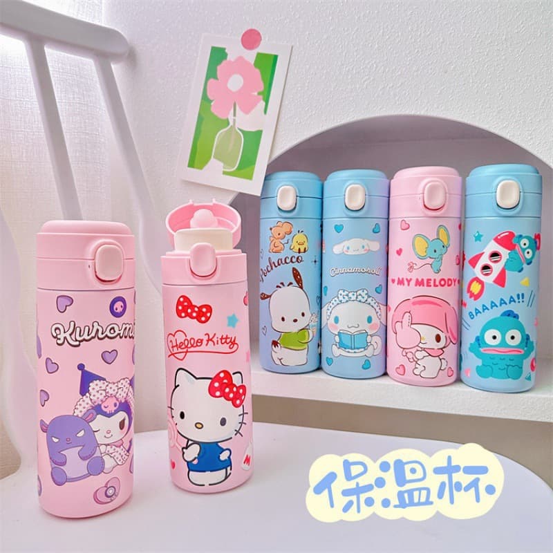 Cartoon thermos cup 3D printed Kuromi KT cat Snoopy Jingle Cat children's water bottle stainless steel bouncing cup
