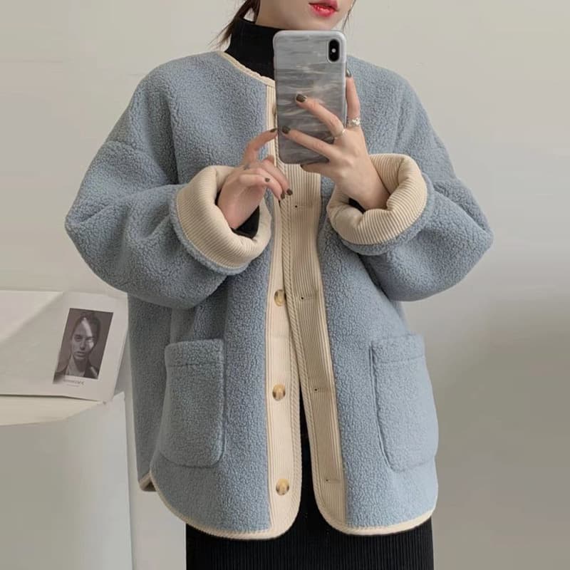 Milky Style Outfit Coat Women's Autumn/Winter 2025 New Korean Version Faux Shearling Thickened Loose Mid-Length Long Sleeve Top