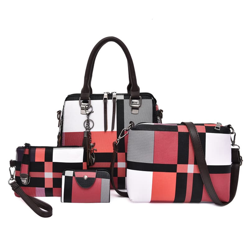 2025 Spring/Summer New Women's Bag Set of 4, Fashion Patchwork Contrast Color Shoulder Bag, Korean Style Crossbody Handbag