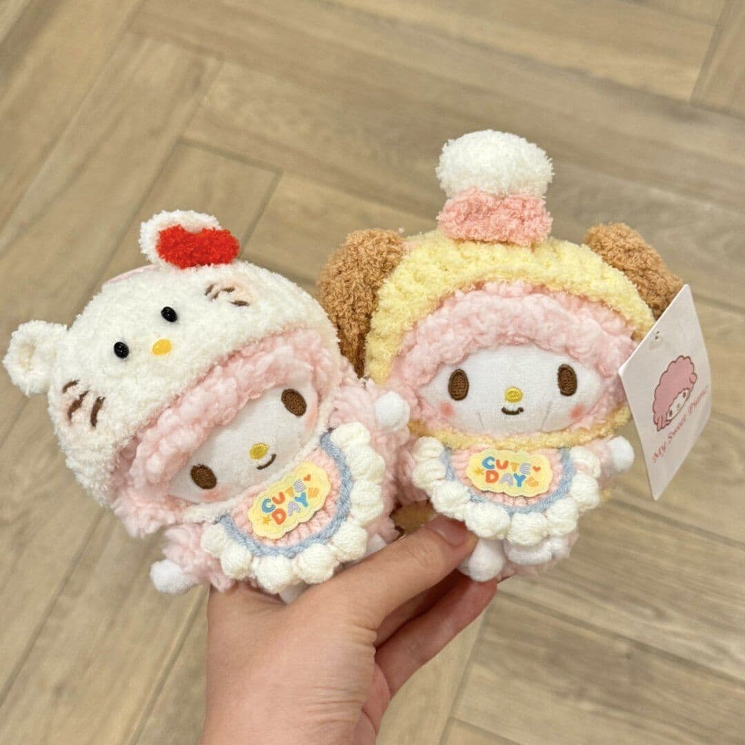 Cute Little Sheep Bib Bag Charm Plush Kitty Doll Backpack Decoration Sweet Girl Birthday Gift